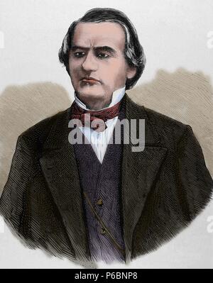 Andrew Johnson (1808-1875). 17. Präsident der Vereinigten Staaten, das von 1865 bis 1869. Politische Partei: die Demokratischen. Gravur "La Ilustracion Espanola y Americana", 1875. Gefärbt. Stockfoto