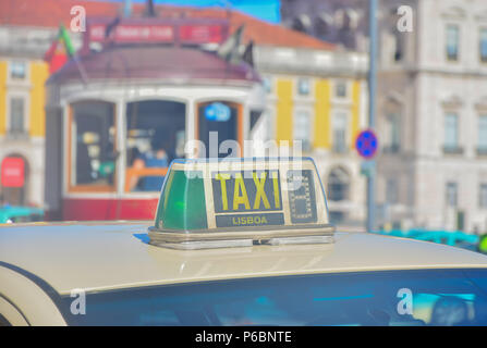 Taxi in Lissabon. Portugal. Stockfoto