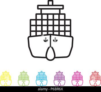 Cargo Container schiff Vektor Symbol Leitung. Versand und Transport Industrie Symbol. Stock Vektor