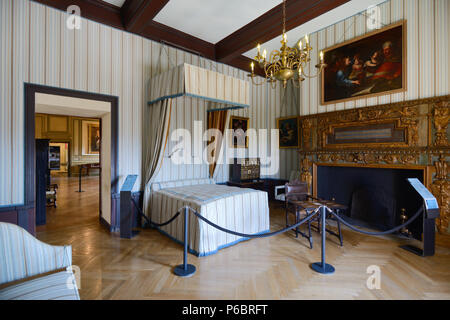 Chambre oder Schlafzimmer von Madame de Grignan, Françoise-Marguerite de Sévigné, Comtesse de Grignan (1646-1705) oder das Schloss Château de Grignan Provence Stockfoto