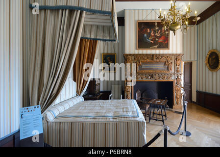 Chambre oder Schlafzimmer von Madame de Grignan, Françoise-Marguerite de Sévigné, Comtesse de Grignan (1646-1705) oder das Schloss Château de Grignan Provence Stockfoto