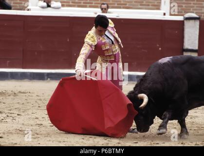 JOSE ORTEGA CANO. MATADOR DE TOROS ESPAÑOL. CARTAGENA 1953 -. ACTUACION EN MADRID, AÑO 1991. Stockfoto