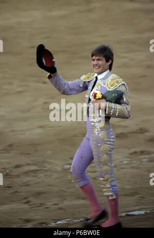 ESPARTACO. JUAN ANTONIO RUIZ. MATADOR DE TOROS ESPAÑOL. ESPARTINAS 1962 -. FOTO 1989. Stockfoto