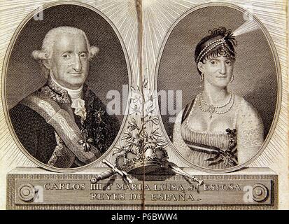 CARLOS IV (1748 - 1819), REY DE ESPAÑA Y SU ESPOSA MARIA LUISA DE PARMA (1751 - 1819). MUSEO MUNICIPAL DE MADRID. ESPAÑA. Stockfoto