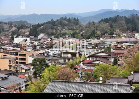 Takayama, Japan - Stadt in Gifu prefeture der Region Chubu. Luftaufnahme. Stockfoto