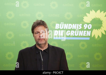 Berlin, Deutschland - Robert Habeck, Bundesvorsitzende von Buendnis 90/Die Gruenen uebten. Stockfoto