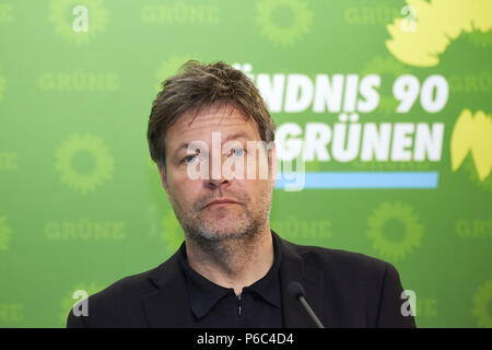 Berlin, Deutschland - Robert Habeck, Bundesvorsitzende von Buendnis 90/Die Gruenen uebten. Stockfoto