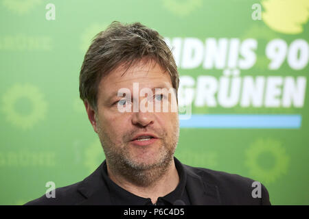 Berlin, Deutschland - Robert Habeck, Bundesvorsitzende von Buendnis 90/Die Gruenen uebten. Stockfoto