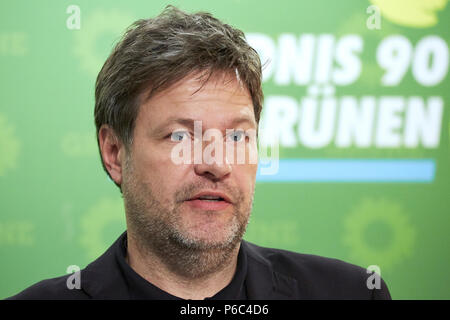 Berlin, Deutschland - Robert Habeck, Bundesvorsitzende von Buendnis 90/Die Gruenen uebten. Stockfoto