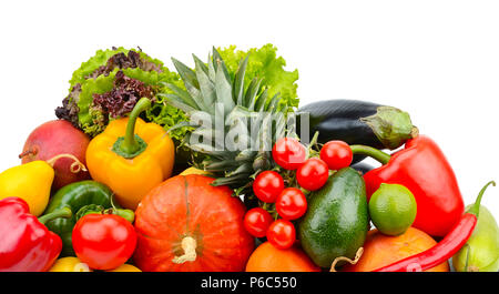 Obst und Gemüse isoliert auf weißem Hintergrund Stockfoto
