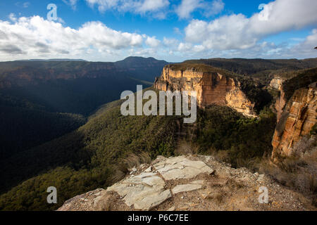 Die Ikonischen Baltzer Lookout und Hanging Rock in der Blackheath New South Wales Australien am 20. Juni 2018 Stockfoto