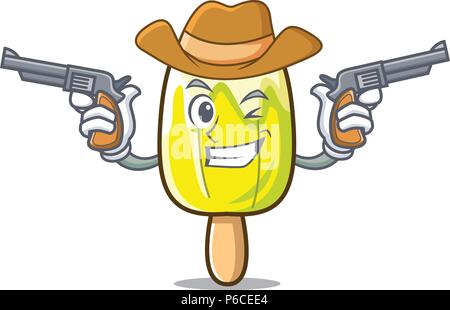 Cowboy Lemon Ice Cream Charakter Cartoon Stock Vektor