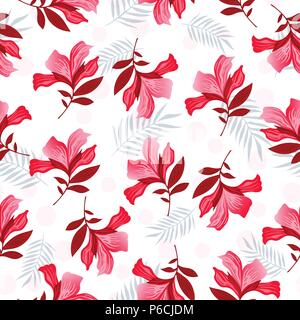 Die nahtlose Vektor floralen Muster Frühjahr - Sommer mit Hand gezeichnet pattern Design mit rot und rosa Blumen, Textur kann für Textilien, Stoffe verwendet werden, Cove Stock Vektor