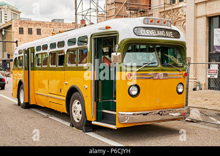 Replik der Bus von Rosa Parks, die Sie von während der bürgerrechtskämpfe in den 1960er-Jahren in Montgomery Alabama, USA festgenommen wurde. Stockfoto