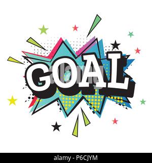 Ziel Comic Text im Pop Art Stil. Vector Illustration. Stock Vektor