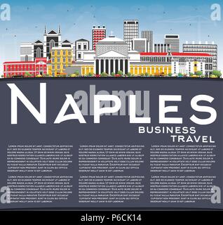 Neapel Italien City Skyline mit Farbe Gebäude, blauer Himmel und Kopieren. Vector Illustration. Stock Vektor