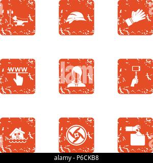 World wide web Icons Set, grunge Stil Stock Vektor