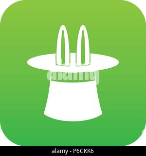 Rabbit Ears Erscheinen von einem top Magic hat Symbol Digital Green Stock Vektor