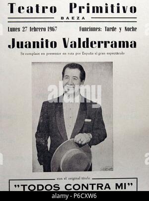 JUANITO VALDERRAMA. CANTANTE ESPAÑOL. TORREDELCAMPO 1916 - 2004. Kartell DE TEATRO. Stockfoto