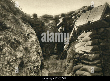 Graben, Mazedonien, Deutsche Soldaten, WK 1, Weltkrieg, Weltkrieg Stockfoto