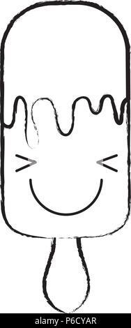 Skizze von kawaii Eis bar Symbol auf weißem Hintergrund, Vector Illustration Stock Vektor
