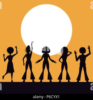 Menschen Silhouetten tanzen in der Disco Vector Illustration graphic design Vector Illustration graphic design Stock Vektor
