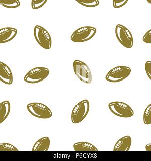 American Football Rugby Muster Nahtlose. Vector Illustration. Isoliert weißer Hintergrund. Stock Vektor