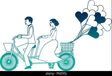 Fahrrad mit Ehepaar Tortenfigur Hochzeitstorte frisch vermählt Bike radeln