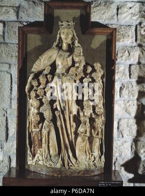 ARTE GOTICO. ESPAÑA. SIGLO XV. "VIRGEN DE LA MISERICORDIA". MUSEO STUTEN. BARCELONA. Stockfoto