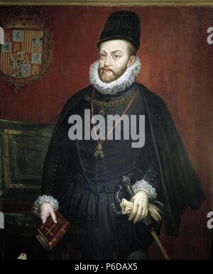 FELIPE II. REY DE ESPAÑA 1527-1598. ANONIMO. COLECCION Fernando Chueca. Stockfoto