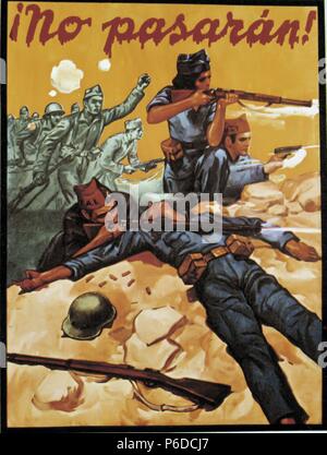 ESPAÑA. GUERRA CIVIL 1936-1939. Kartell DE LA CNT. 'NO PASARAN'. Stockfoto