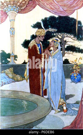 Englisch: Die Geschichten für Arabian Nights Entertainments wurden von" veröffentlicht Longmans, Green und Co., London, 1898 von Andrew Lang (1844-1912). Die Abbildungen sind von Rene Stier (1870-1946) die Lager Schwarz/Weiß-Bilder werden durch Gerechtigkeit Henry Ford (1872-1941). 1898 42 Messe 1. Stockfoto