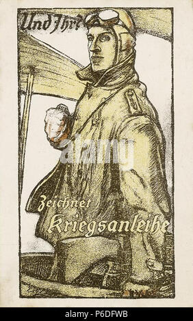 Ansichtskarte "Und igv Zeichnet Kriegsanleihe". Stadtmuseum Münster. ca. 1916 49 Fritz Erler zeichnet Kriegsanleihe Stockfoto