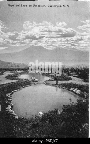 Español: Mapa de entlasten del Lago de Amatitlán en el Zoologico fahren La Aurora. 1920 59 Lagoamatitlan Stockfoto