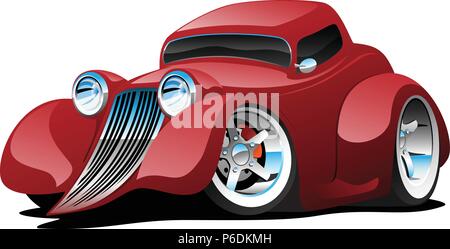 Red Hot Rod Restomod Coupe Cartoon Auto Vector Illustration Stock Vektor