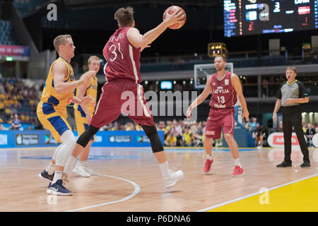 HOVET, Stockholm, Schweden, 28. Juni 2018. Schweden gegen Lettland in der FIBA Basketball WM 2019 Europäische Qualifier. Lettland gewonnen mit 82-72 Quelle: Stefan Holm/Alamy leben Nachrichten Stockfoto