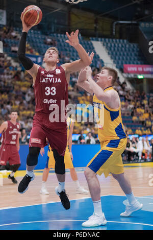 HOVET, Stockholm, Schweden, 28. Juni 2018. Schweden gegen Lettland in der FIBA Basketball WM 2019 Europäische Qualifier. Lettland gewonnen mit 82-72 Quelle: Stefan Holm/Alamy leben Nachrichten Stockfoto