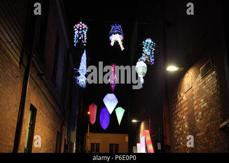 Ballerat, Victoria, Australien, 30. Juni 2018. Ballarat Winter Festival - Ballarat, Victoria, Australien. Gasse Lumieres-Ballarat's Gassen in diesem Winter lokalen Künstler Installationen erhellen die Nacht. Diese lumieres kommen zum Leben jeden Abend bis zum 29. Juli 2018. Credit: Brett Keating/Alamy leben Nachrichten Stockfoto