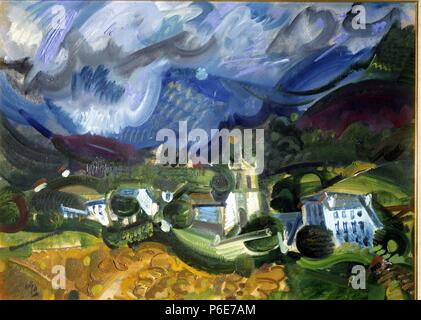 DELGADO, Alvaro. PINTOR ESPAÑOL. MADRID 1922 -. "PAISAJE DE ANLEO', OLEO SOBRE LIENZO. Stockfoto