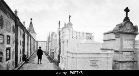 Español: Cementerio de San Juan de Dios, Anexo al Hospital del mismo Nombre. Fotografía de Eadweard Muybridge de 1875. 1875 73 SanJuanDeDiosCementerio 02. Stockfoto