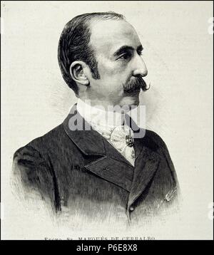 CERRALBO, MARQUES DE. ENRIQUE AGUILERA Y GAMBOA. Politisch Y ARQUEOLOGO ESPAÑOL. MADRID 1845 - 1922. GRABADO ILUSTRACION RETRATO DE LA ESPAÑOLA Y AMERICANA, AÑO 1892. Stockfoto