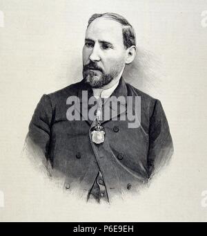 RAMON Y CAJAL, SANTIAGO. MEDICO ESPAÑOL. PETILLA de Aragón, 1852-1934. GRABADO RETRATO. ILUSTRACIOIN ESPAÑOLA Y AMERICANA. Stockfoto