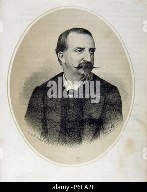 MONTPENSIER, DUQUE DE. ANTONIO MARIA DE ORLEANS. Politisch ESPAÑOL. 1824 - 1890. GRABADO RETRATO. Stockfoto