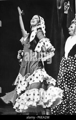 ISABEL PANTOJA. MARIA ISABEL PANTOJA MARTIN. CANTANTE ESPAÑOLA. SEVILLA 1956 -. ACTUACION EN EL TEATRO DE LA COMEDIA DE MADRID, AÑO 1978. Stockfoto