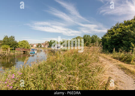 Ein Fußweg entlang des Flusses Arun in Arundel, West Sussex, UK. Stockfoto