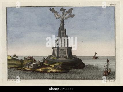 Der Leuchtturm in Alexandria, Ägypten. Papierkörbe Kupferstich von Robert von Spalart's 'historisches Bild der Kostüme der wichtigsten Menschen der Antike und des Mittelalters", Metz, 1810. Stockfoto