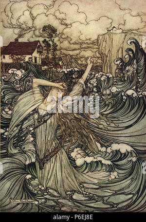 Englisch: Der vierzehnte Illustration von w: Arthur Rackham für w: Friedrich de la Motte Fouqué's 1909 Veröffentlichung, Undine. Er hatte die folgenden Bildunterschrift: Bald war sie zu sehen in der Donau verloren. 1909 5 Arthur Rackham 1909 Undine (14 von 15) Stockfoto