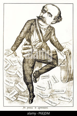 Español: Caricatura del Presidente chileno José Manuel Balmaceda, 1887. 1887 7 Luis-Fernando - Rojas - Img1 Stockfoto