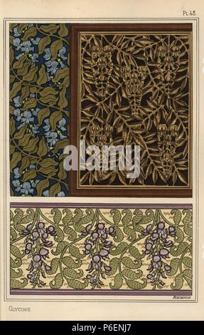 Glycin in Jugendstil Muster für Tapeten, Bordüren und Holzschnitzerei. Durch A. Poidevin mit Pochoir (Schablone) handcoloring aus Eugene Grasset's "Pflanzen und ihre Anwendung zu Ornament", Paris, 1897 Lithographie. Eugene Grasset (1841-1917) war ein Schweizer Künstler, dessen innovative Designs der "Art Nouveau"-Bewegung am Ende des 19. Jahrhunderts inspiriert. Stockfoto