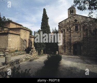 BARCELONA. TARRASA. IGLESIA DE SANTA MARIA E IGLESIA DE SAN MIGUEL. ARTE PRERROMANICO. Stockfoto